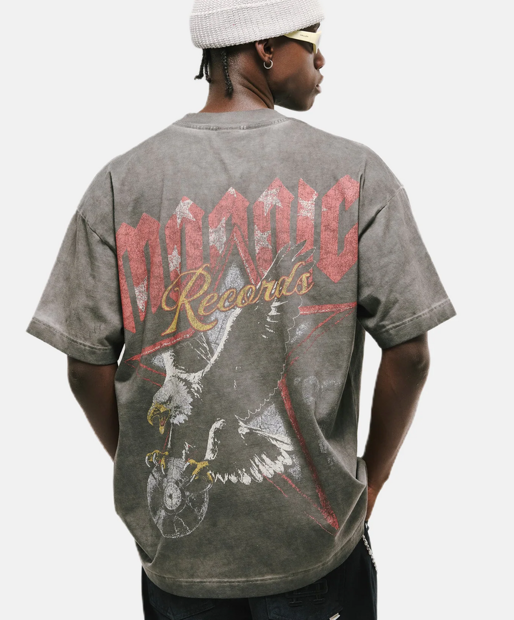 Monoic - Camiseta Oversized Monoic Eagle - Gris Desgastado