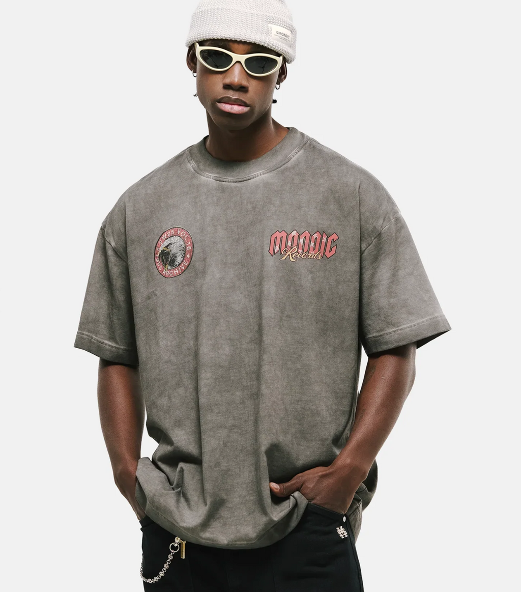 Monoic - Camiseta Oversized Monoic Eagle - Gris Desgastado